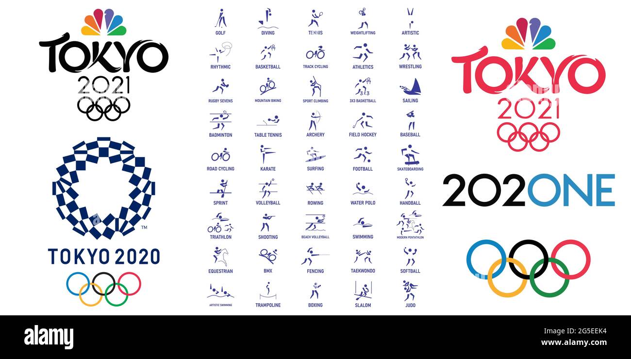 Vector Set Piktogramme Sommer olympische Spiele. Stock Vektor