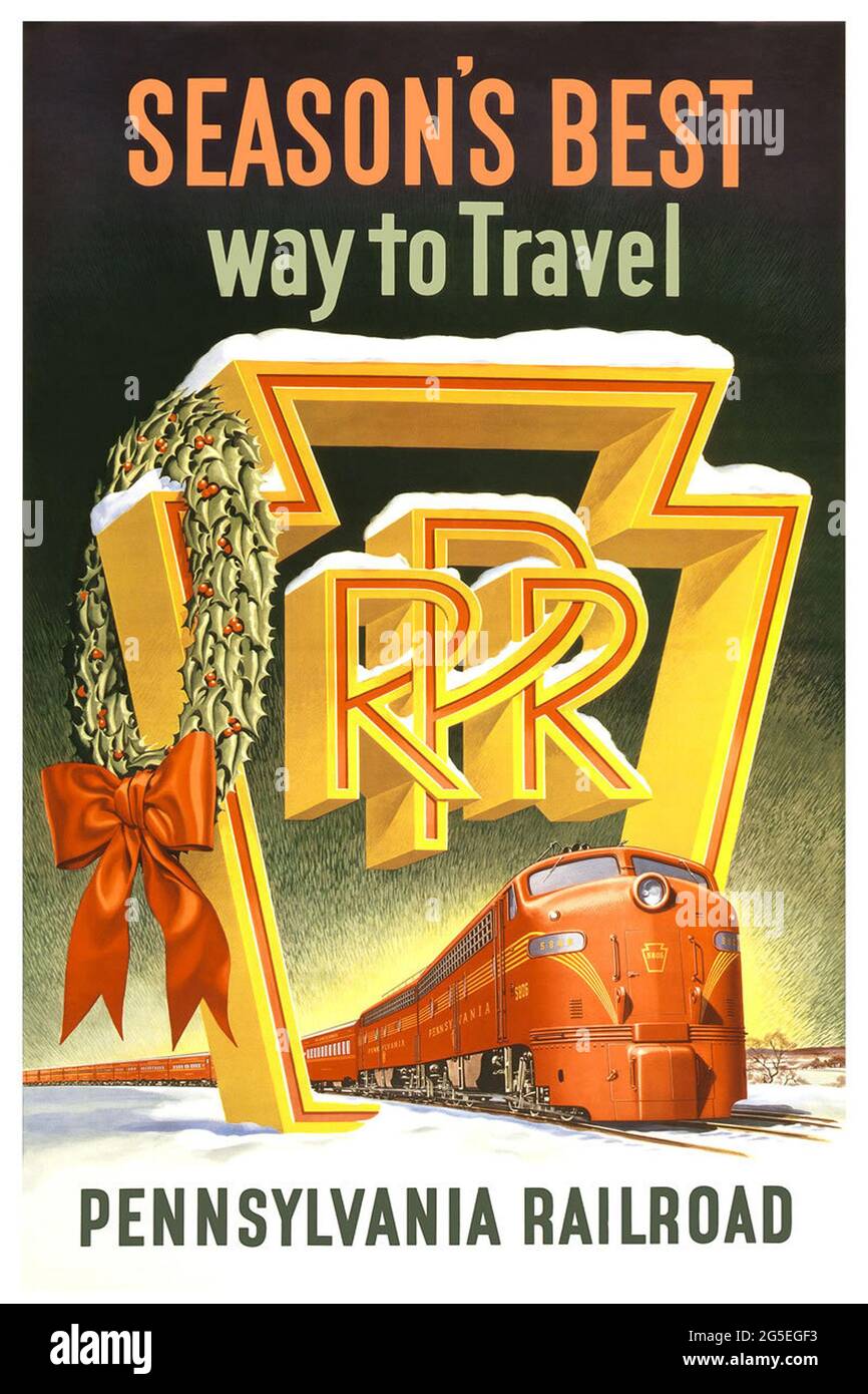 Ein Vintage-Reiseplakat für die Pennsylvania Railroad, USA Stockfoto