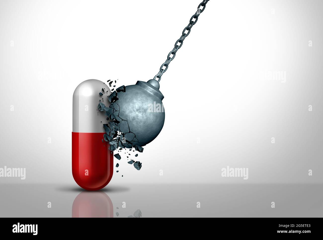 Starke Medikamente oder zusätzliche Stärke starke Medizin und die Macht der pharmazeutischen Medikamente oder hart wirksame Pille. Stockfoto