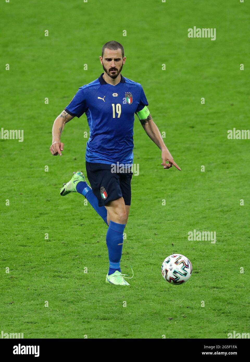 London, England, 26. Juni 2021. Leonardo Bonucci aus Italien während des UEFA-Europameisterschaftsspiel im Wembley-Stadion in London. Bildnachweis sollte lauten: David Klein / Sportimage Stockfoto