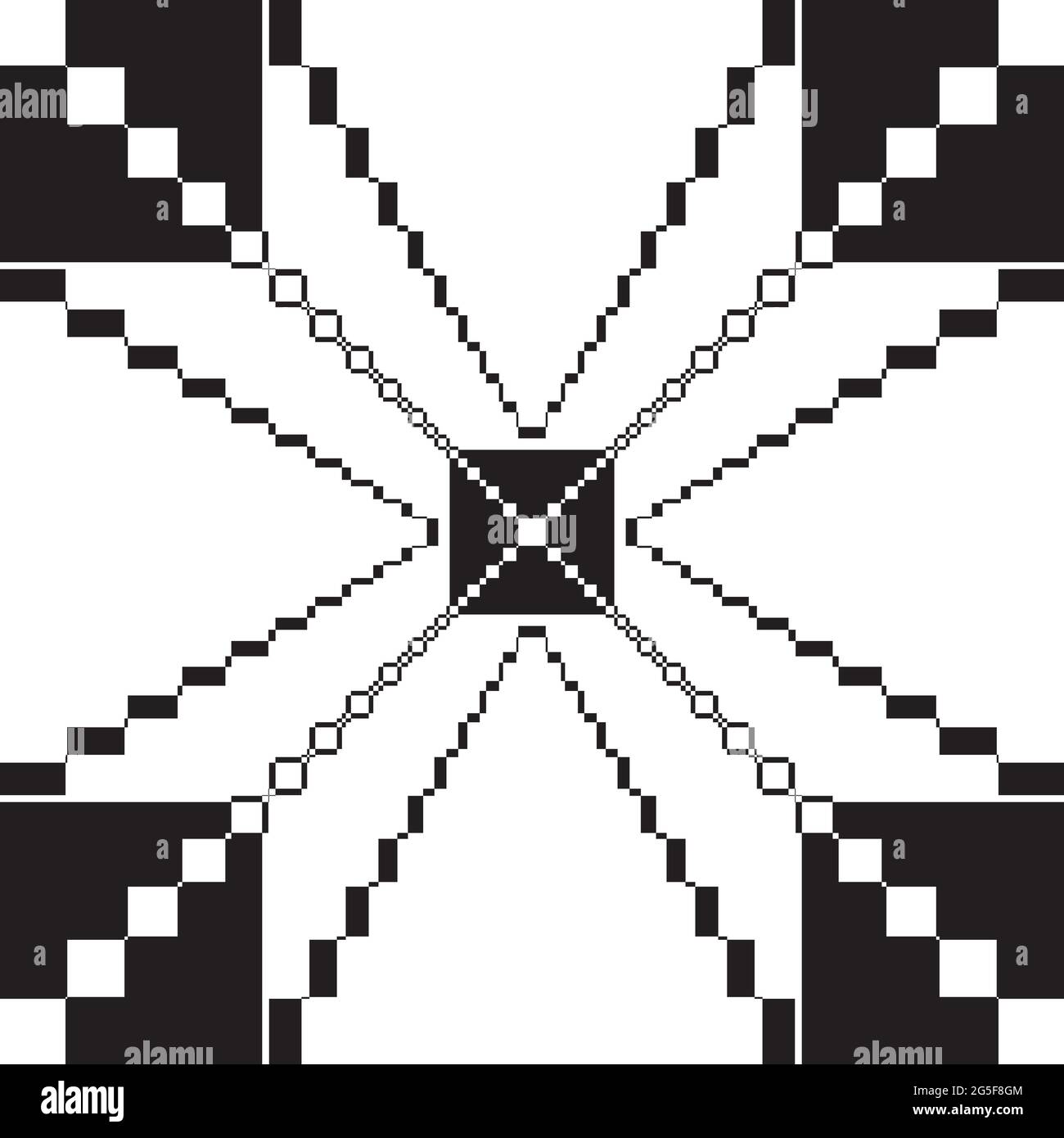 Abstrakt vier Ecke String Ketten Struktur schwarz auf transparentem Hintergrund Designer-Schnitt Stock Vektor