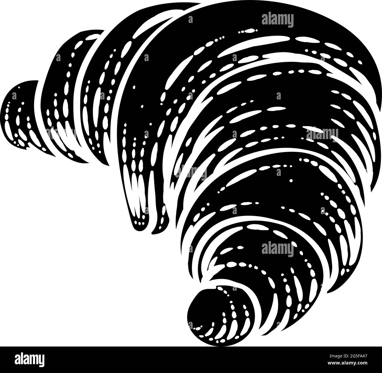 Croissant Gebäck Brot Lebensmittel Zeichnung Holzschnitt Stock Vektor