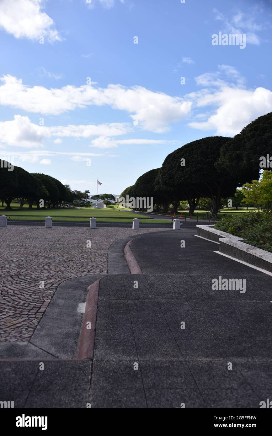 Oahu, Hi. USA 6/5/2021. National Memorial Cemetery of the Pacific. Ruhestätte für 61,000. 53,000 aus dem Ersten und Zweiten Weltkrieg, Korea und Vietnam. Stockfoto