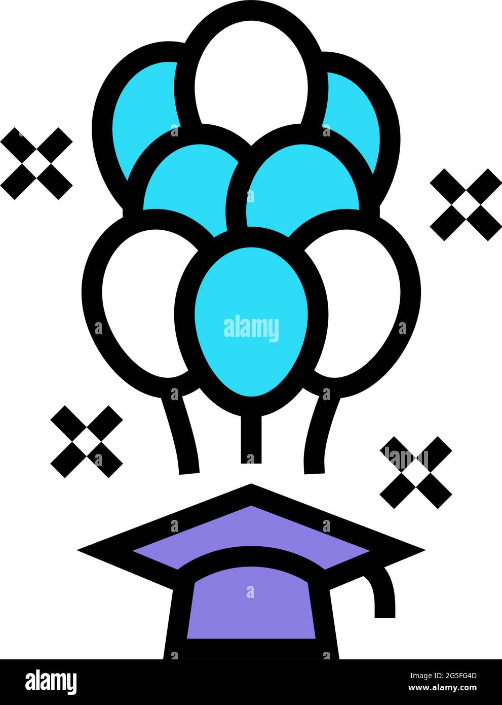 Abschlussfeier feierliche Ballons Farbe Symbol Vektor Illustration Stock Vektor