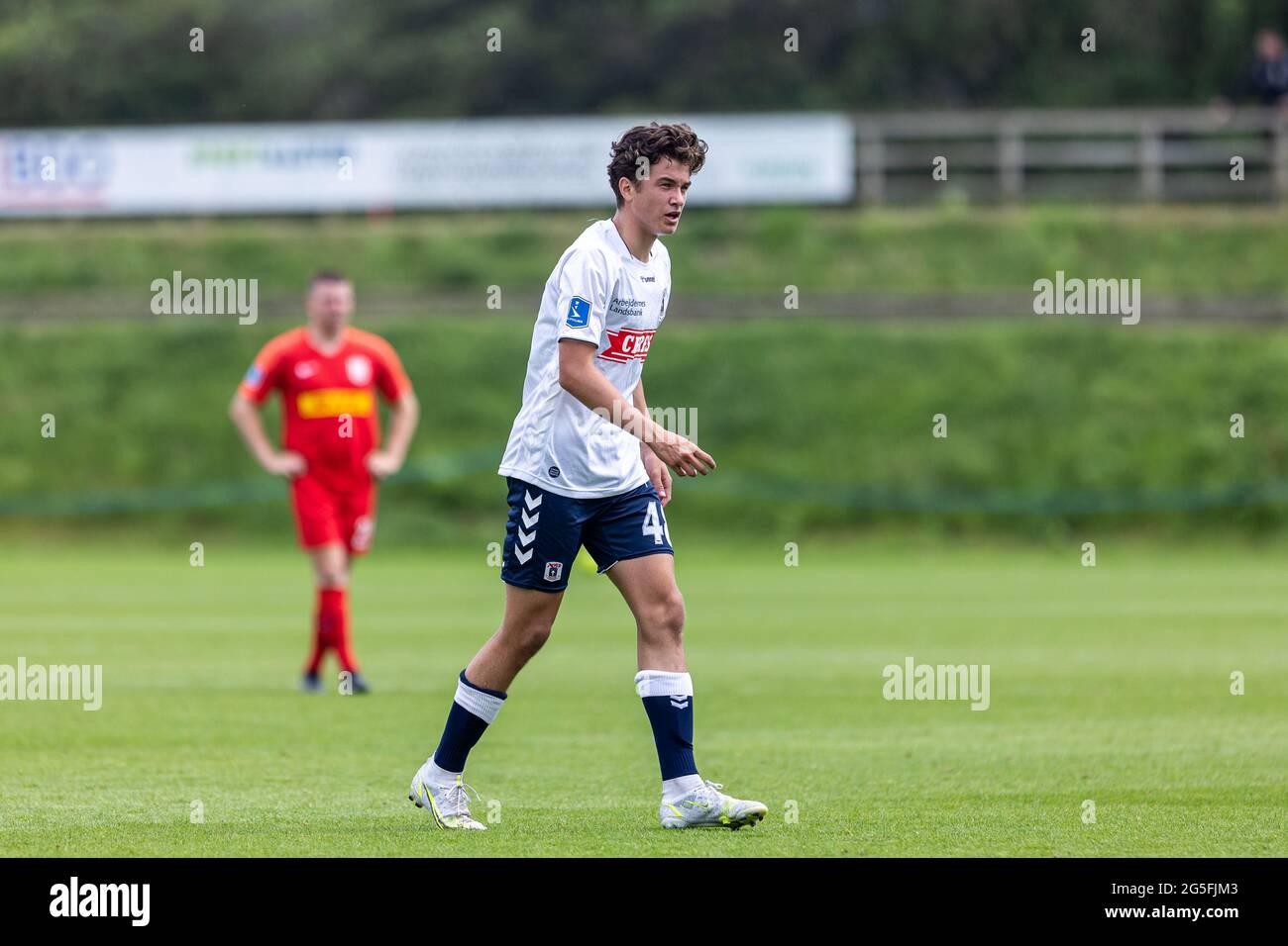 Aarhus, Dänemark. Juni 2021. Elias Jonsson (48) vom FC Nordsjaelland beim Testspiel zwischen Aarhus GF und FC Nordsjaelland auf dem Trainingsgelände von Aarhus GF in Aarhus, Dänemark. (Foto: Gonzales Photo/Alamy Live News Stockfoto