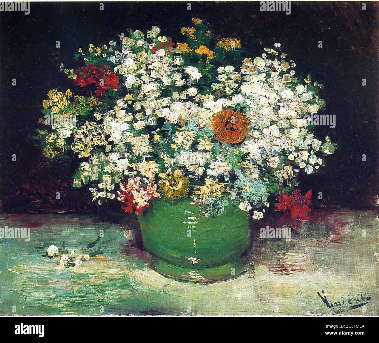 Vincent Van Gogh - Vase mit Zinnias andere Blumen 1886 Stockfoto