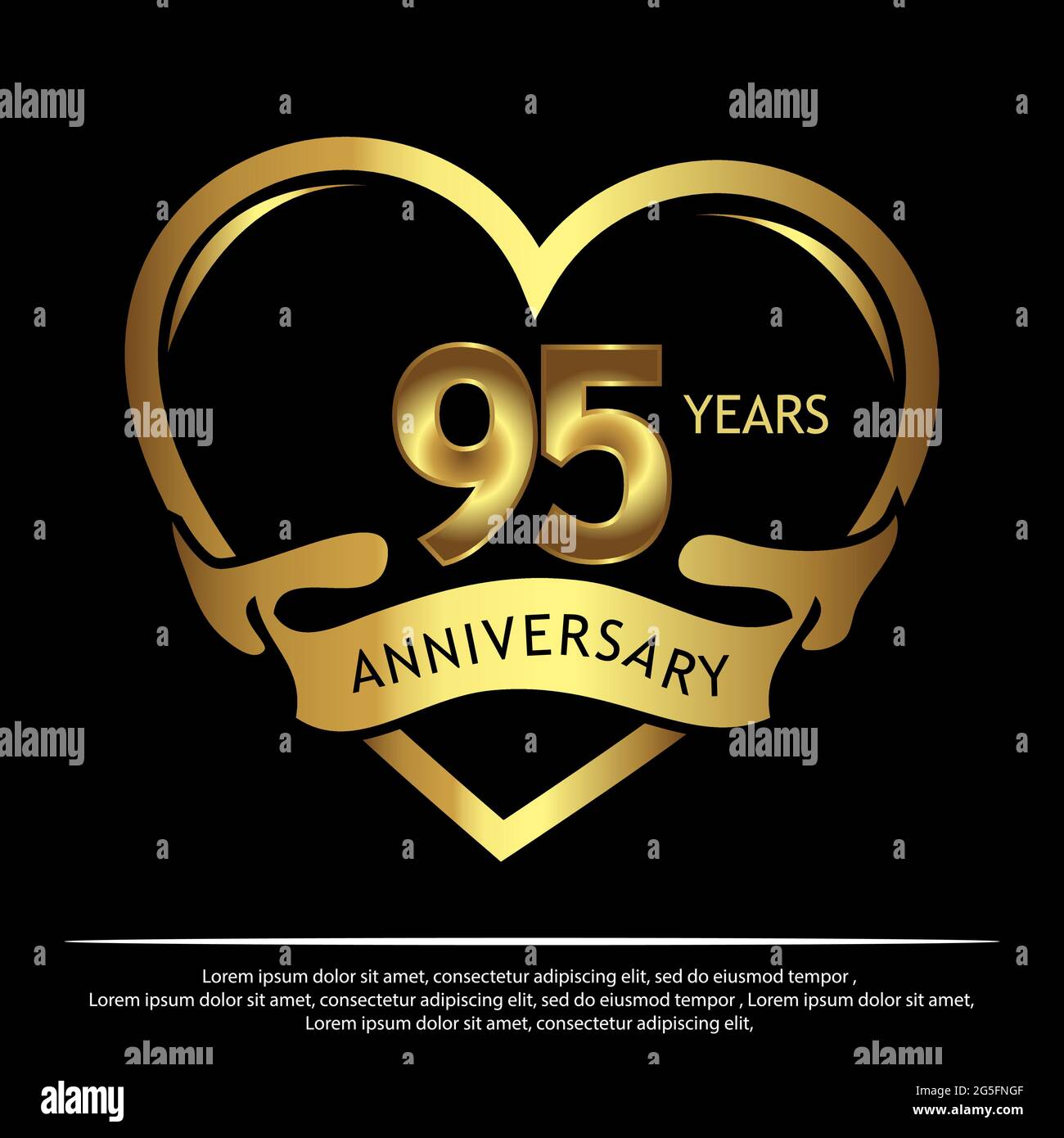 95 Jahre Jubiläum golden. Jahrestag Vorlage Design für Web, Spiel, Kreatives Poster, Broschüre, Flyer, Flyer, Magazin, Einladungskarte - Vektor Stock Vektor