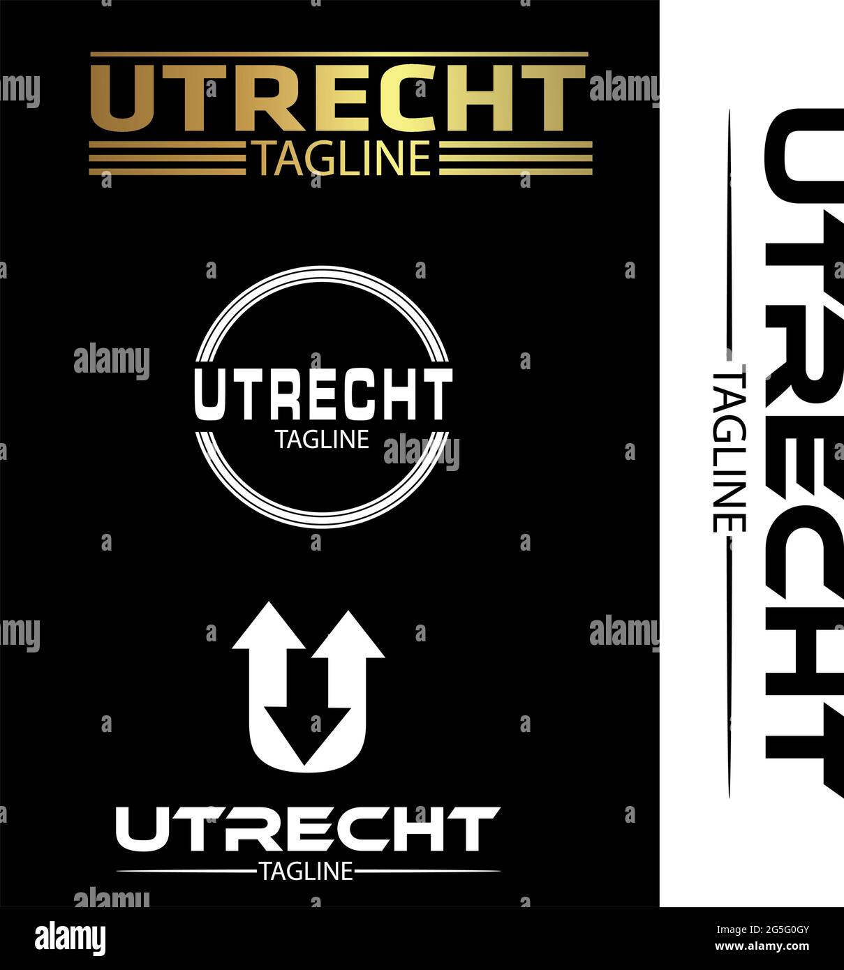 Utrecht Typografie-Set, flache Designs. Stock Vektor