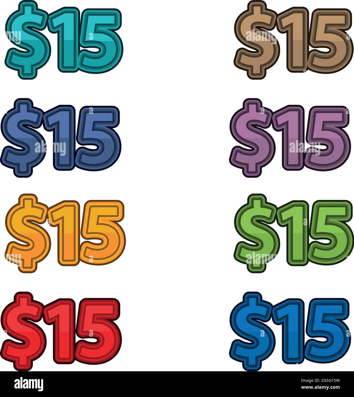 Illustration Vektor des Preises 15 Dollar Stock Vektor