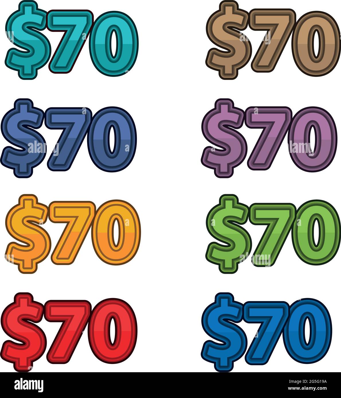 Illustration Vektor des Preises 70 Dollar Stock Vektor