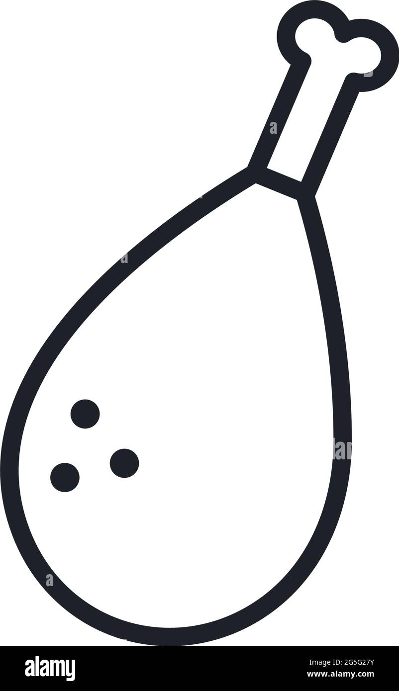 Hähnchenschenkel-Symbol. Vektor isolierte lineare Symbol Konturform Umriss. Dünne Linie. Modernes Glyphen-Design. Fleischwaren und Geflügel. Lebensmittelzutaten Stock Vektor
