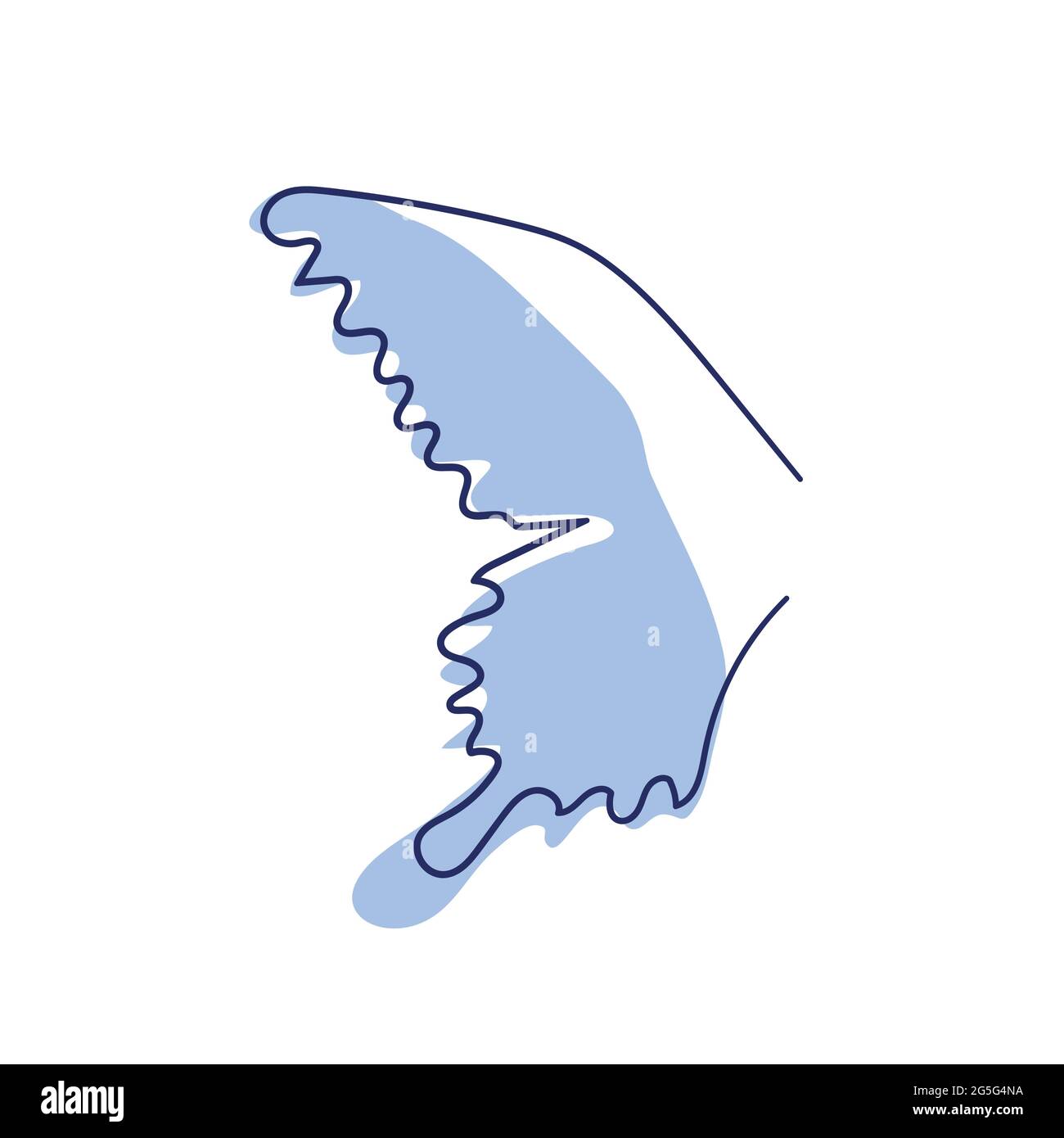 Durchgehende Linie Zeichnung Element des Schmetterlings Flügel, dekoratives Element. Tierform-Illustration im trendigen Outline-Stil. Stock Vektor