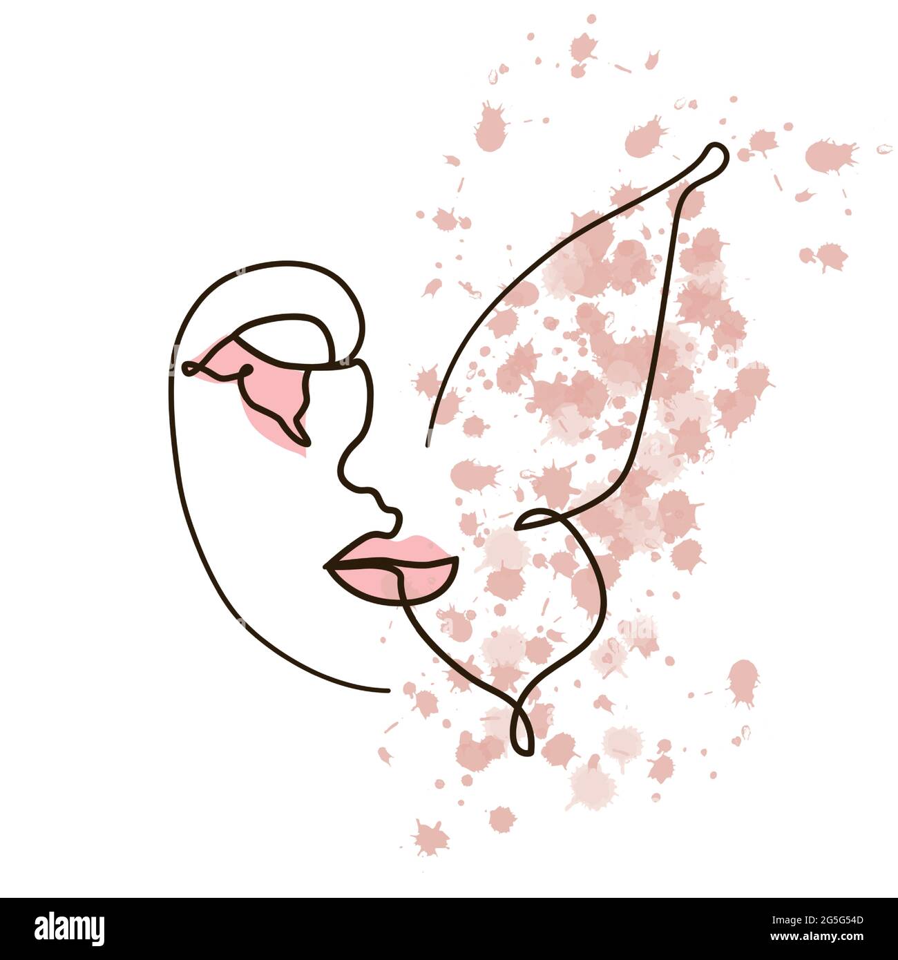 Frauen Gesicht mit Schmetterling eine Linie Zeichnung. Abstrakte, minimale, durchgehende Linie im Hochformat. Stock Vektor