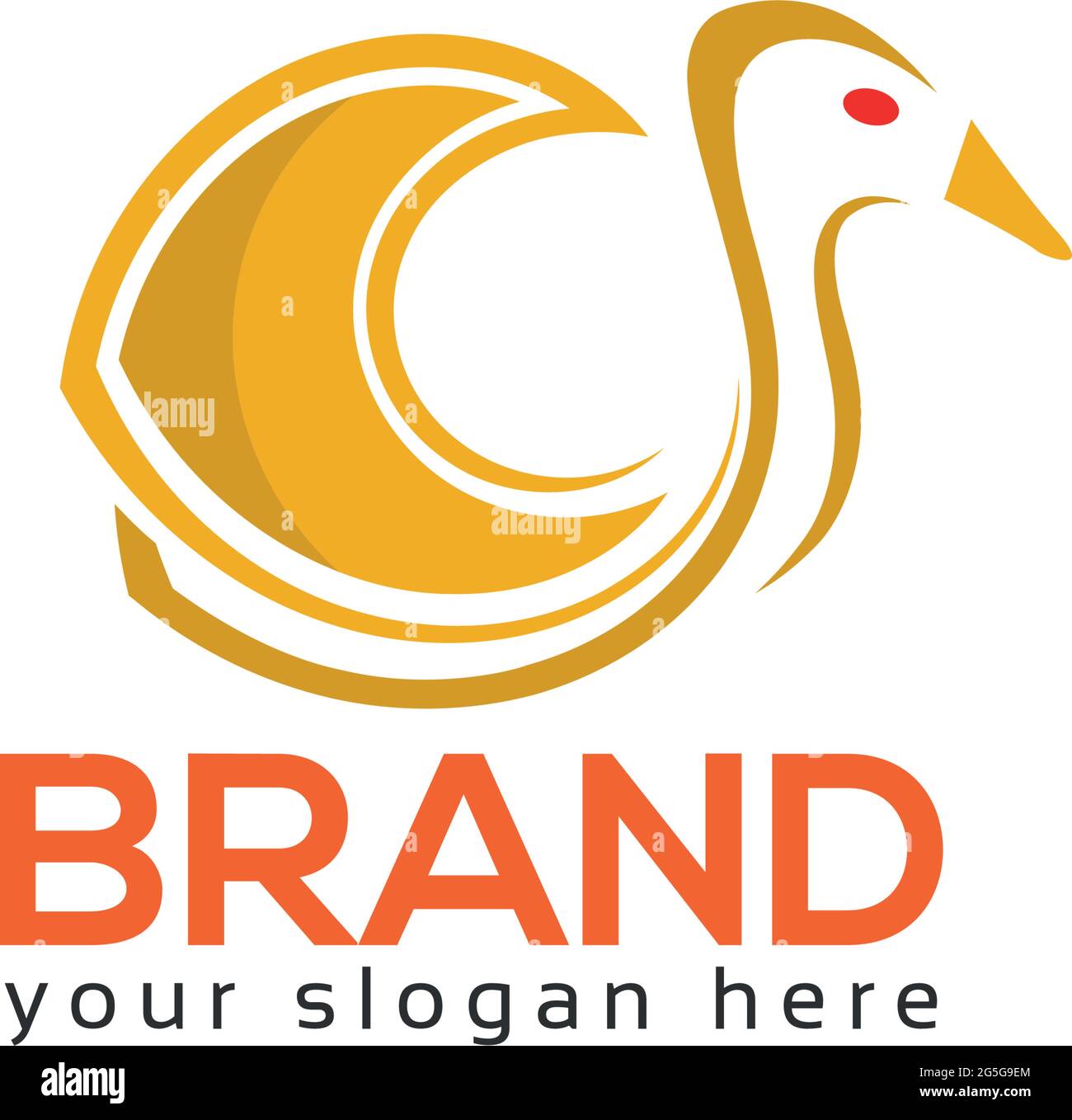 Vorlage mit Ente-Logo, orange Ente Stock Vektor