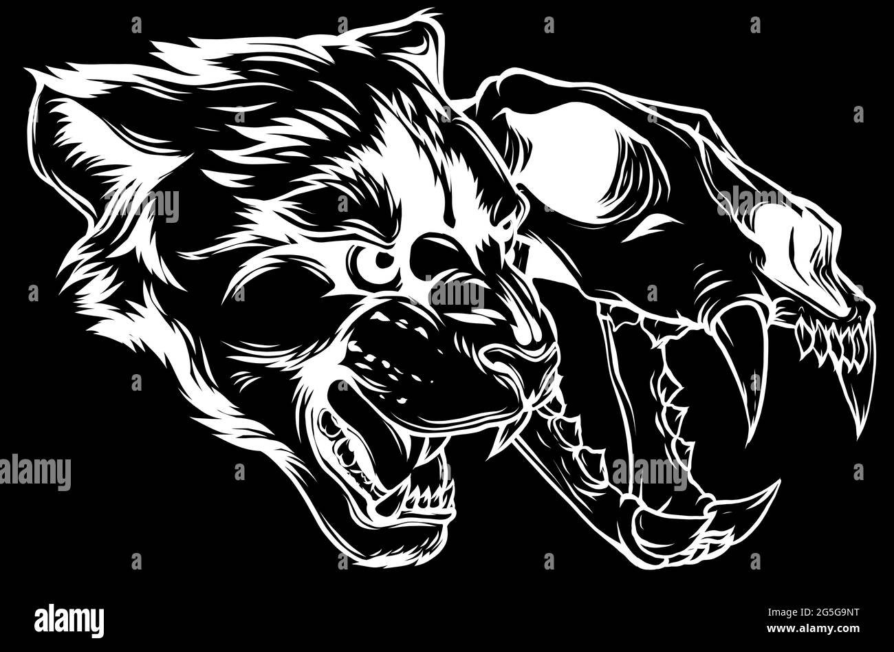 Puma Panther Kopf mit Totenkopf Vektor-Illustration Stock Vektor