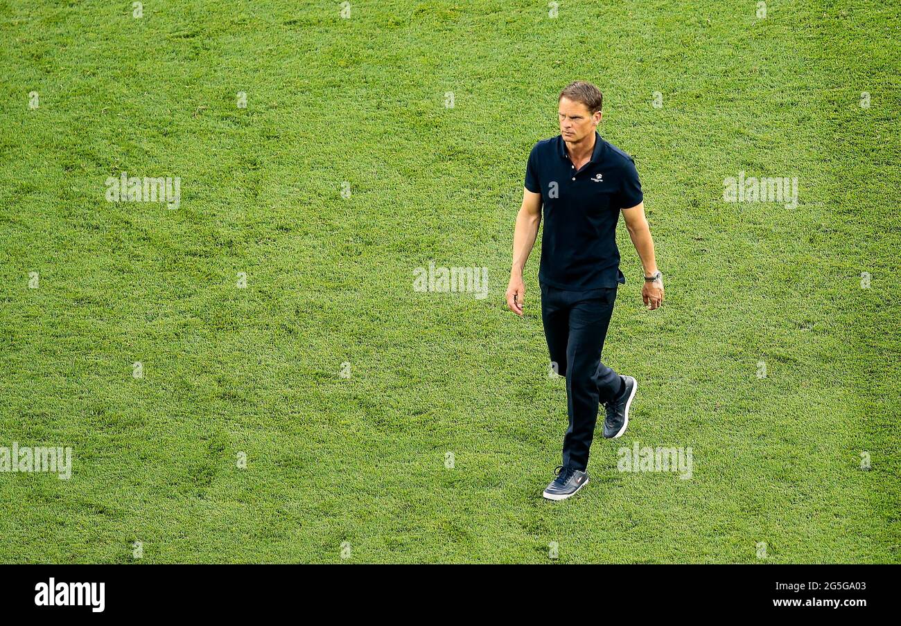 Der niederländische Manager Frank de Boer nach der UEFA Euro 2020-Runde von 16 in der Puskas Arena in Budapest, Ungarn. Bilddatum: Sonntag, 27. Juni 2021. Stockfoto