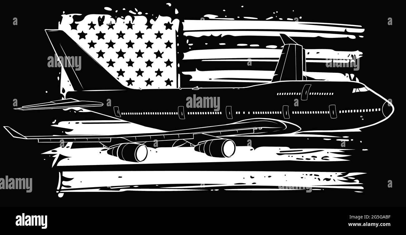 vektor-Illustration von Flugzeug mit amerikanischer Flagge Stock Vektor