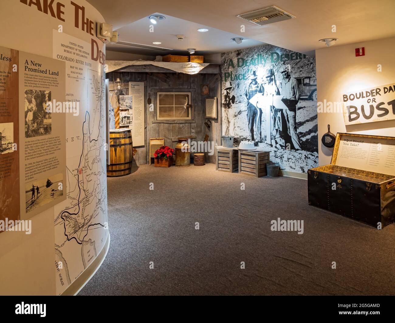 Boulder City, 6. Mai 2021 - Innenansicht des Boulder City-Hoover Dam Museums Stockfoto