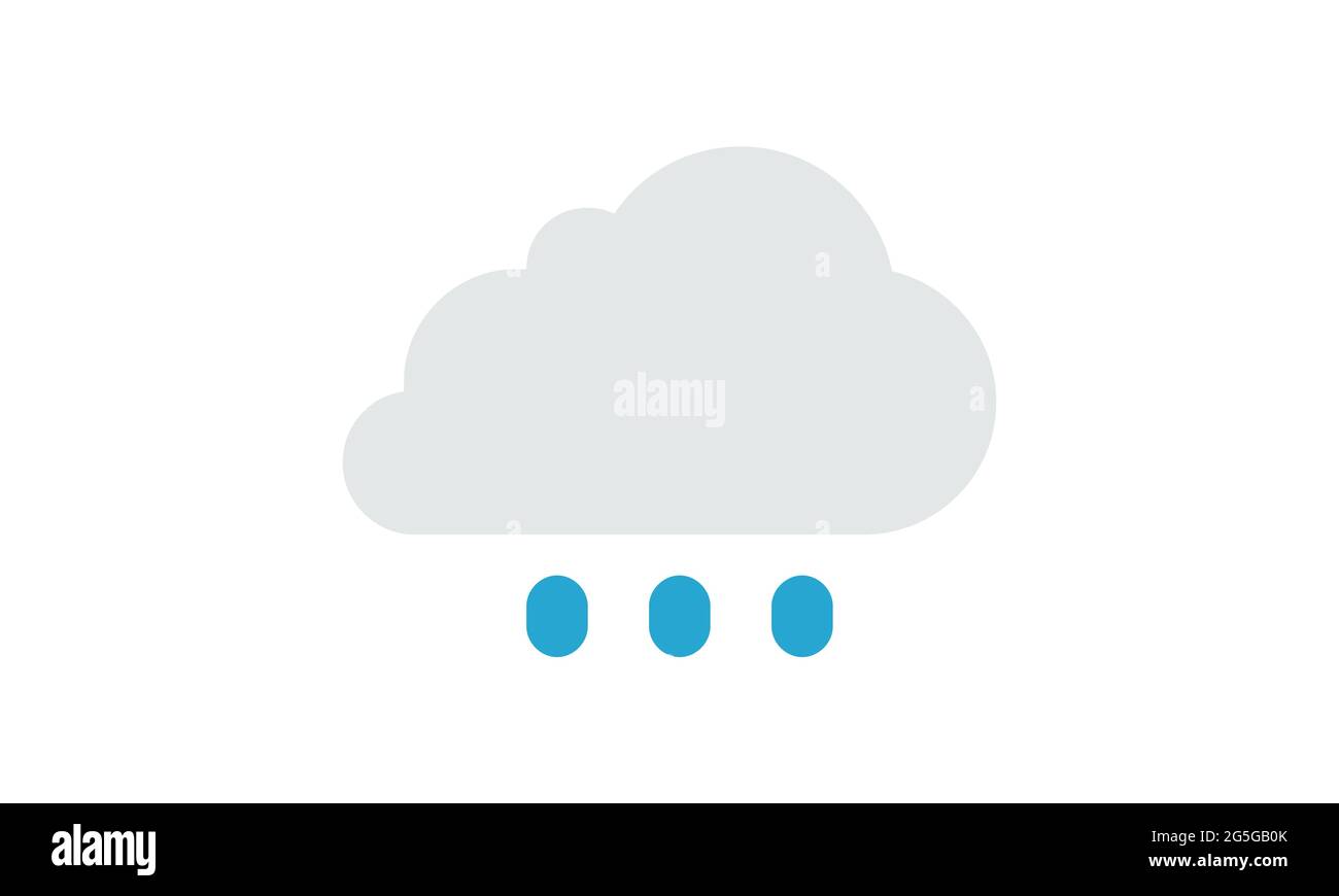 Regen-Ikone im trendigen flachen Stil isoliert auf weißem Hintergrund. Cloud-Regen-Symbol für Ihre Website-Design, Logo, App, UI. Moderne Vorhersage Sturm Zeichen. Wir Stock Vektor