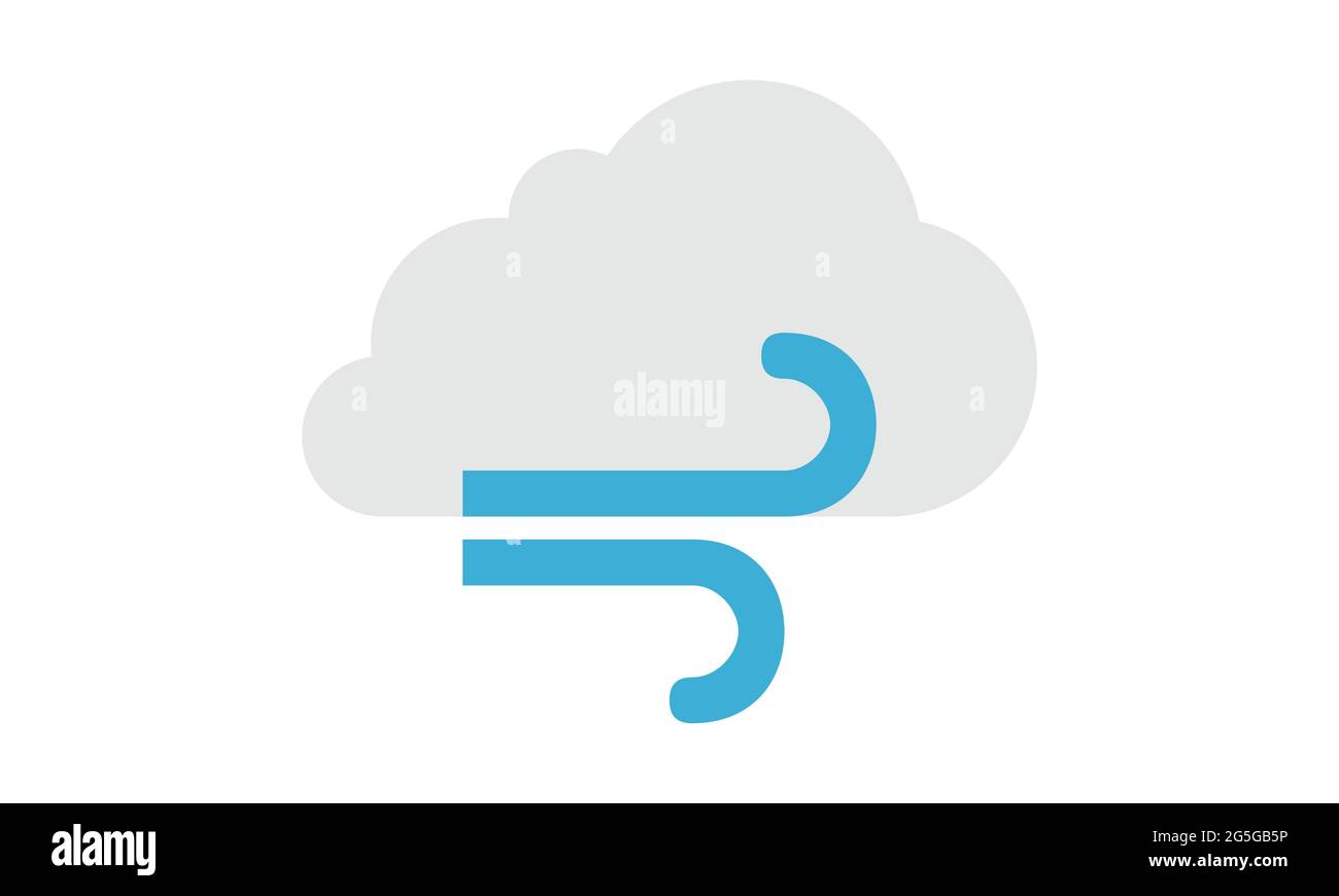 Symbol für windiges Wetter auf weißem Vektorbild isoliert Stock Vektor