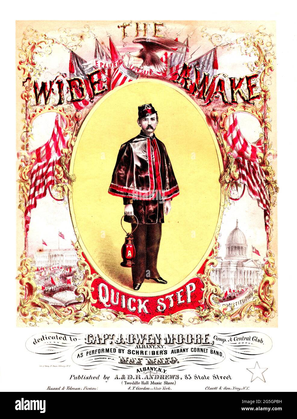 Wide Awake Quick Step, 1860 Noten Stockfoto