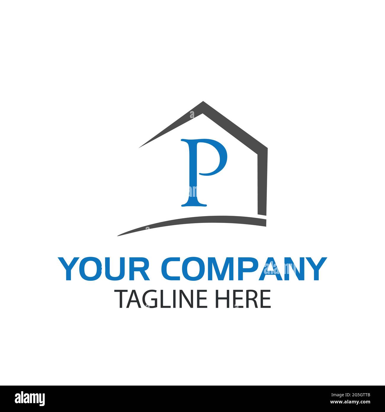 Hausbuchstabe p Logo. Vektorgrafik Stock Vektor