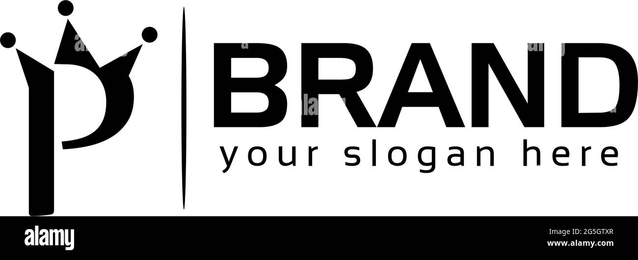 P-Buchstabe mit Kronenvektor-Symbol Stock Vektor