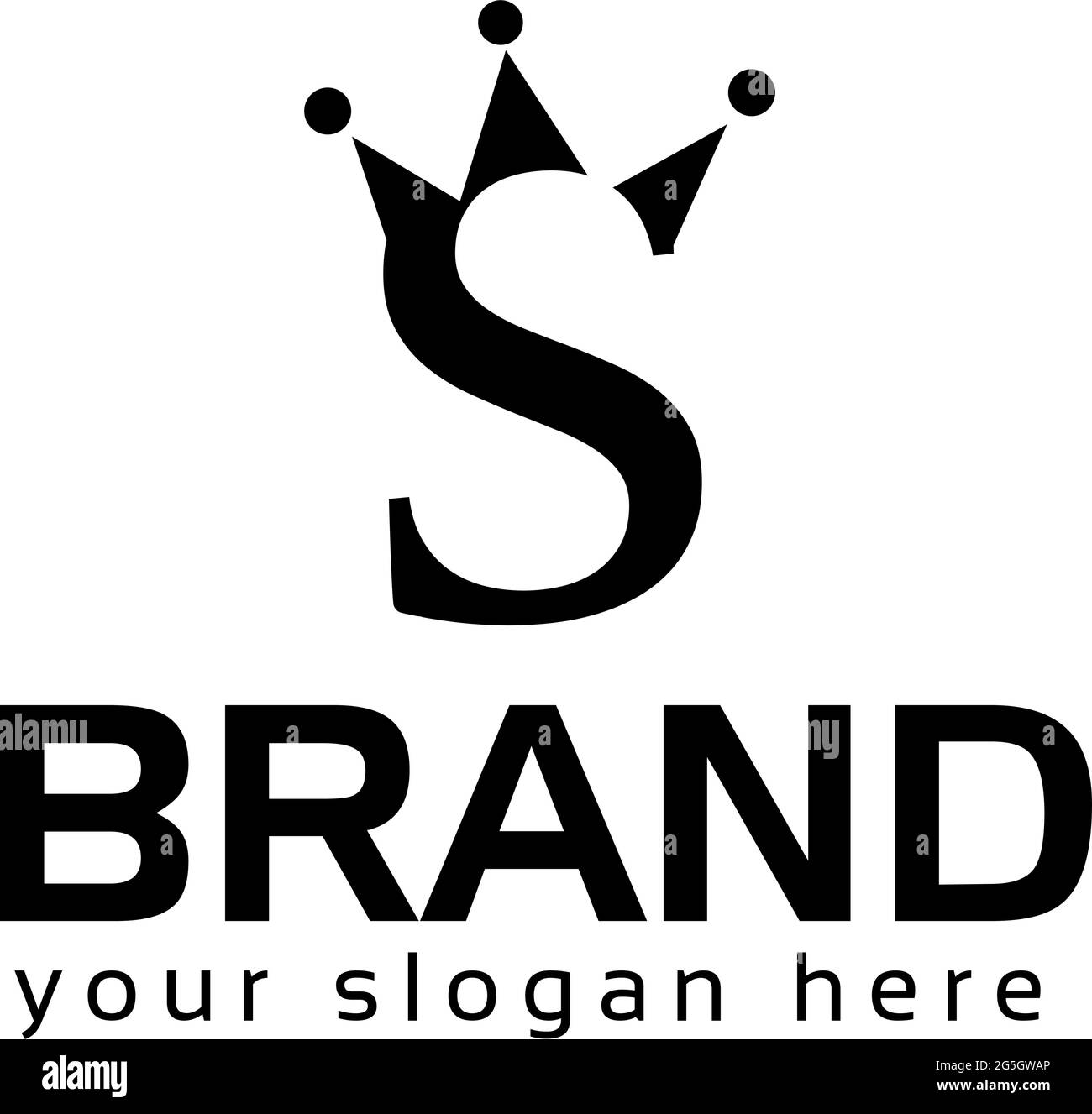 S-Buchstabe mit Kronenvektor-Symbol Stock Vektor