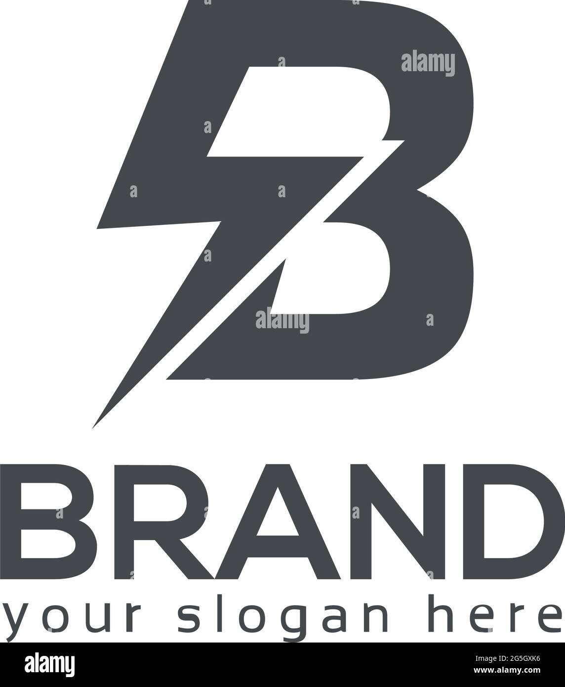 Buchstabe S und B mit Blitz auf weißem Hintergrund. Logo mit einem Grundverlauf Stock Vektor