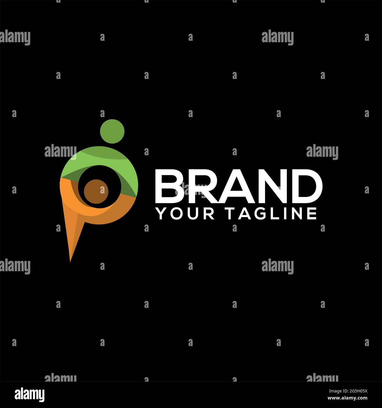 People Letter p-Logo. Vektorgrafik auf weißem Hintergrund Stock Vektor