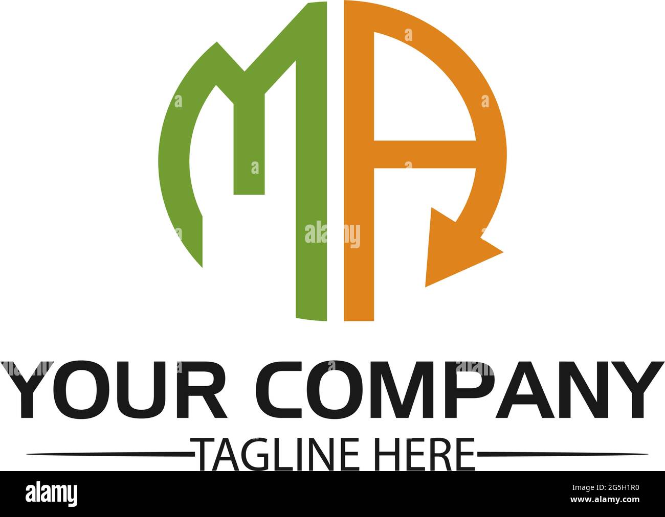 Buchstabe MA-Logo mit Pfeil, MA-Initial, flaches Design. Technologie-Logo. Stock Vektor