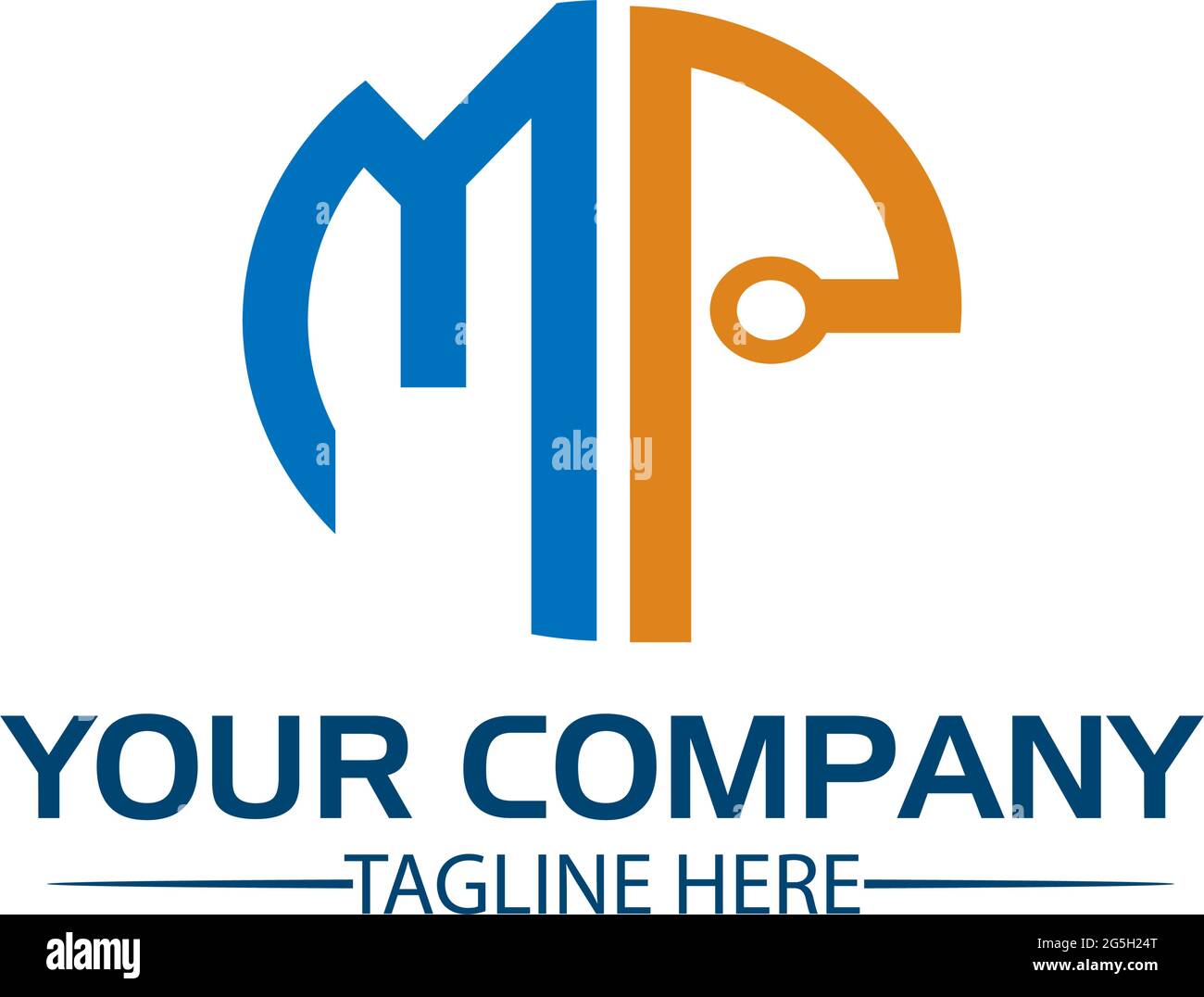 Buchstabe MP, Logo Buchstabe MP und Kette. Durch Kette geformtes Logo Stock Vektor