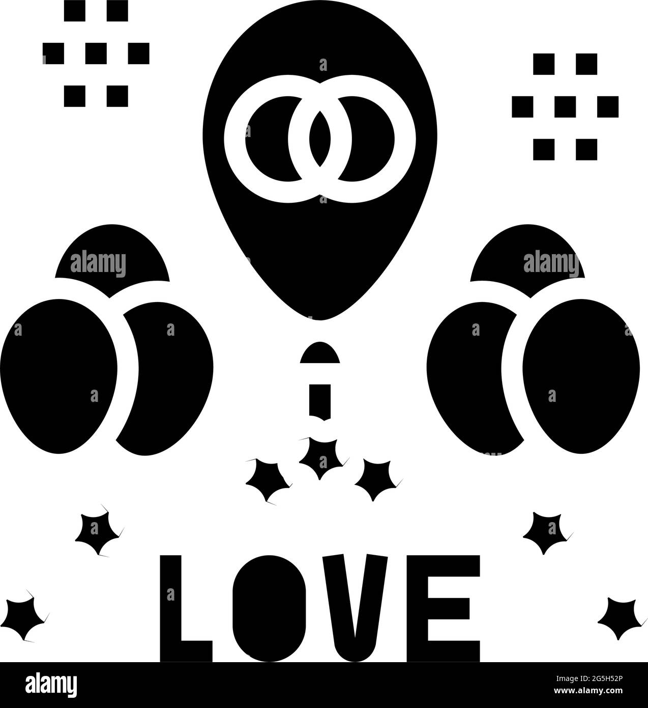 Hochzeitstag Luftballons Dekoration Glyphe Symbol Vektor Illustration Stock Vektor