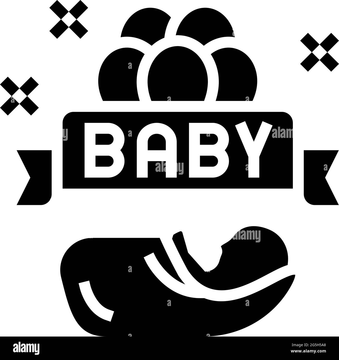 Baby geboren Feier Ballons Glyphe Symbol Vektor Illustration Stock Vektor