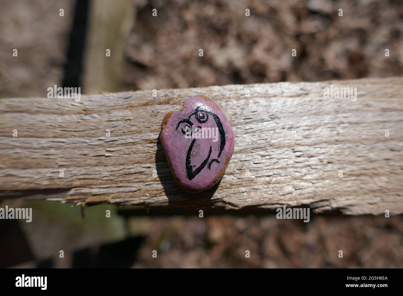 Kunstvolle Eule auf rosa Freundlichkeit Rock gemalt Stockfoto