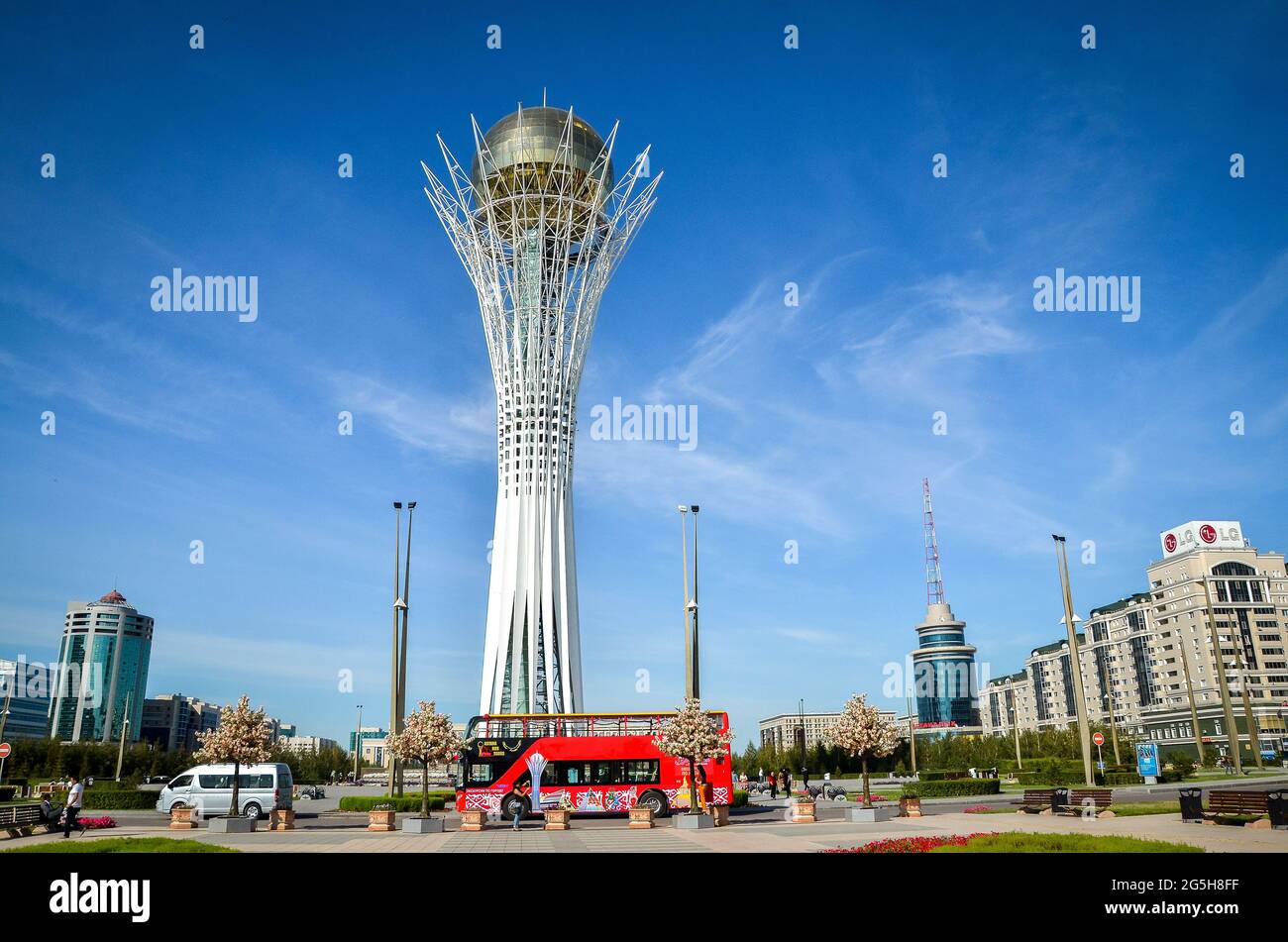 Nur-Sultan.Kasachstan: 03.09.2013 - Ansicht der Struktur von Baiterek in nur-Sultan. Kasachstan. Stockfoto