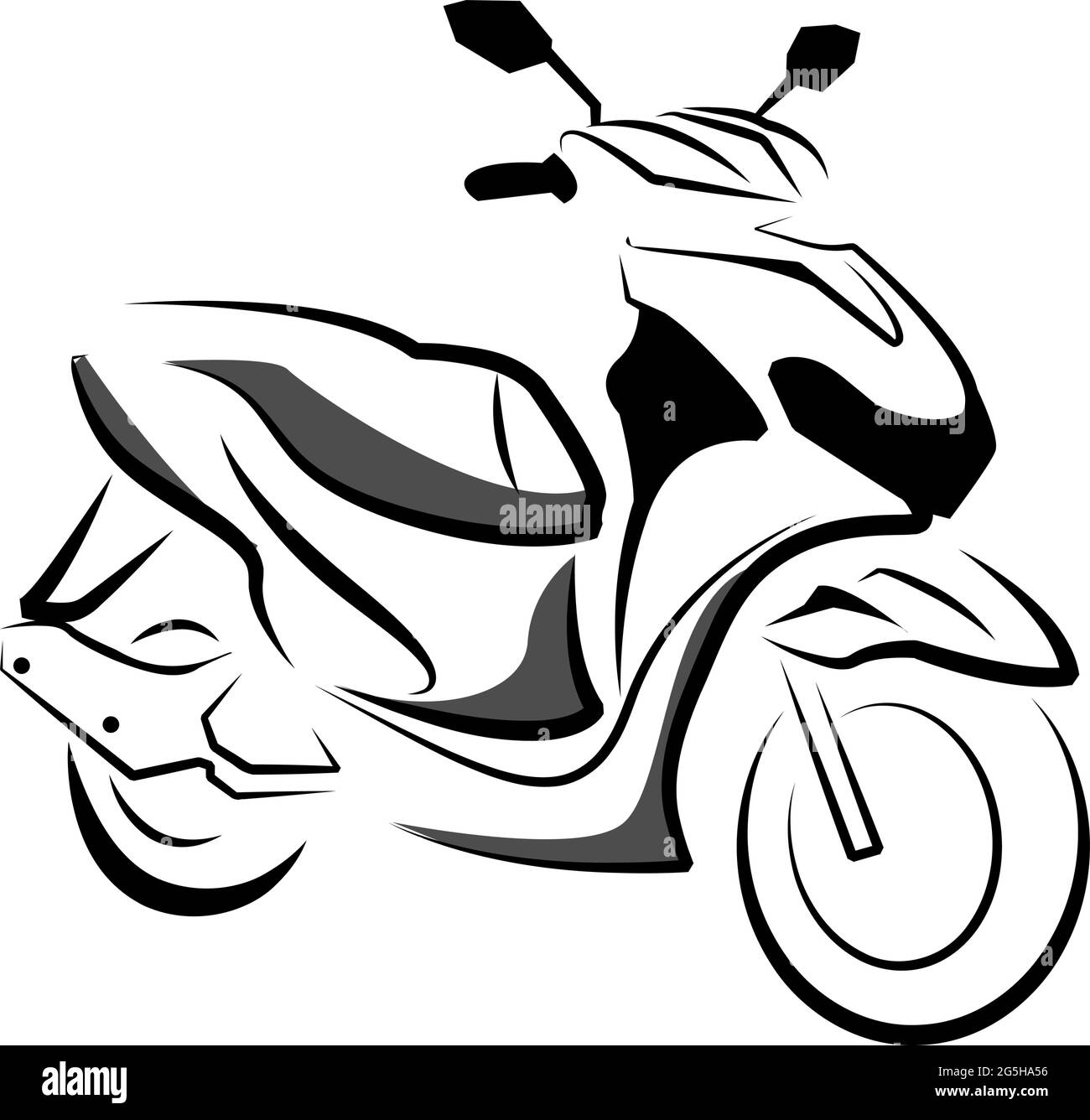Line Motorrad. Motorrad-Logo. Flaches Design. Vektorgrafik auf weißem Hintergrund Stock Vektor