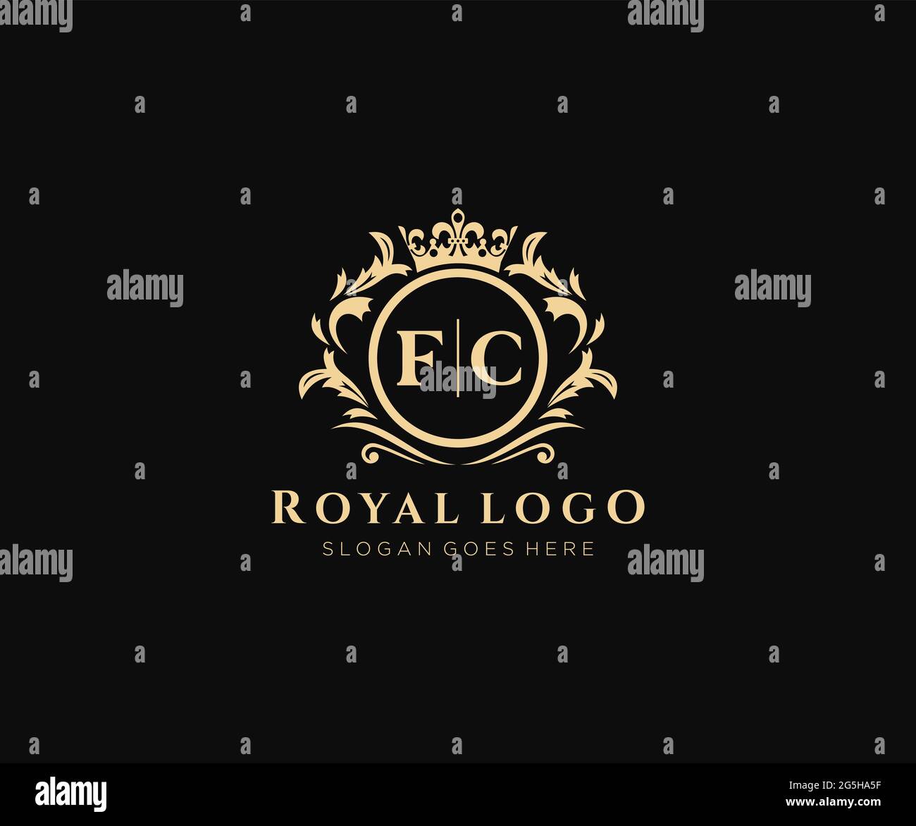 FC AA Letter Luxurious Brand Logo Template, für Restaurant, Royalty, Boutique, Cafe, Hotel, Wappentisch, Schmuck, Mode und andere Vektorgrafik. Stock Vektor