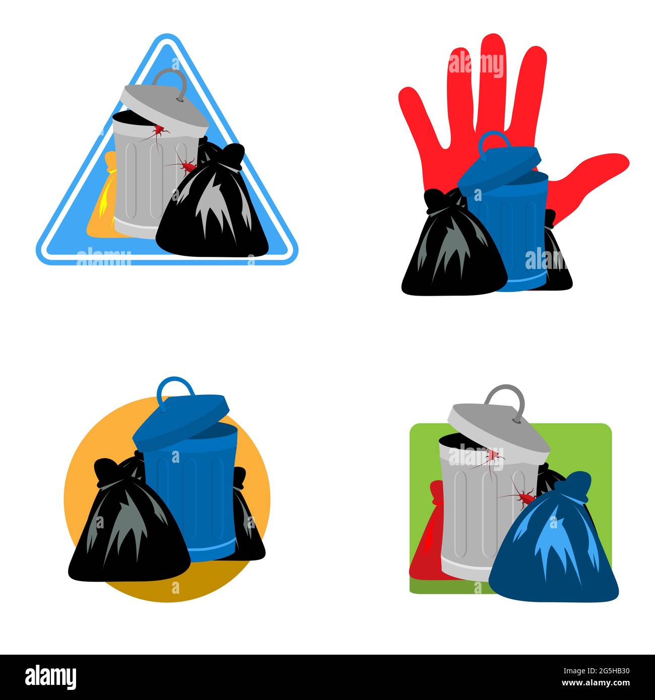 Papierkorbsymbol eingestellt. Vektorgrafik auf weißem Hintergrund. Stock Vektor