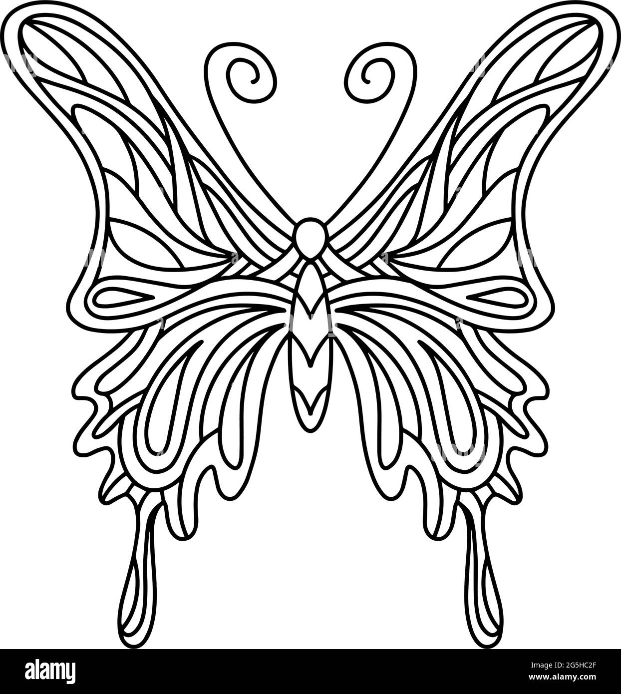 Schmetterling Bild. Lineare Illustration eines Schmetterlings. Das Mandala-Insekt.  Vektorgrafik Stock-Vektorgrafik - Alamy
