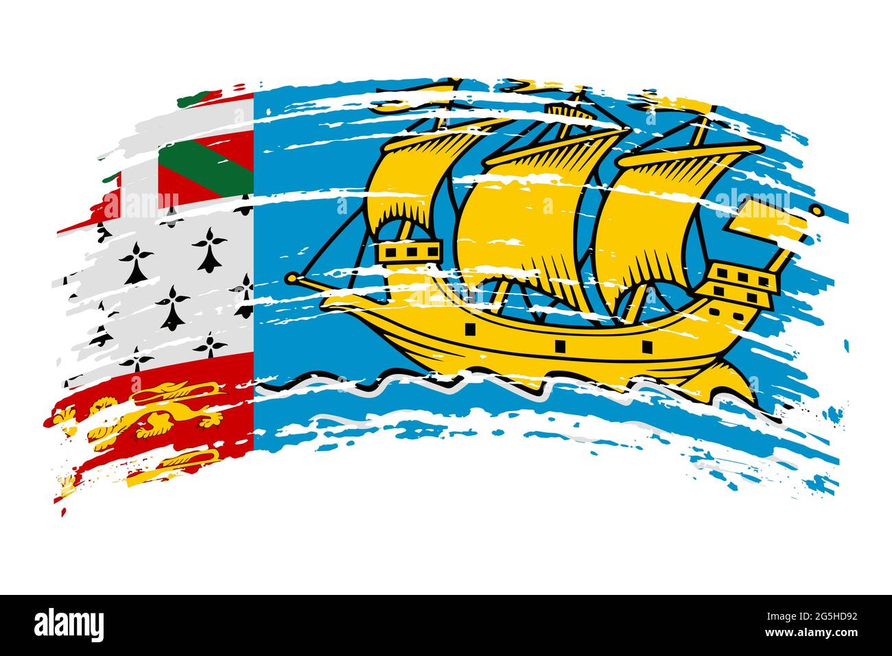 Saint Pierre und Miquelon Flagge in realen Proportionen und Farben, Vektorbild Stock Vektor
