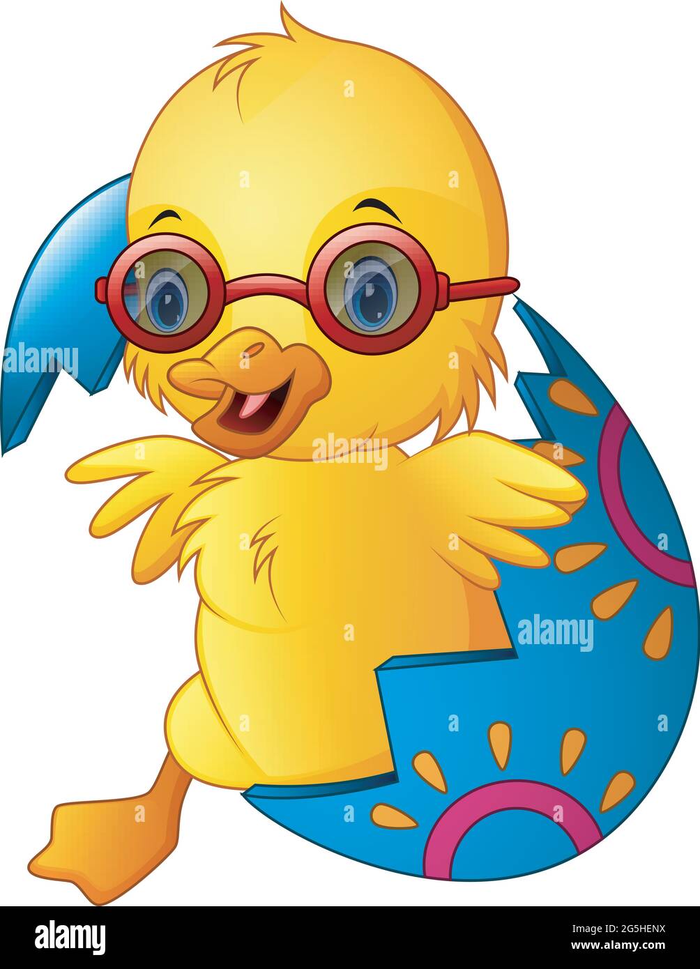 Niedliche Ostern Entchen in einer gebrochenen Eierschale Stock Vektor