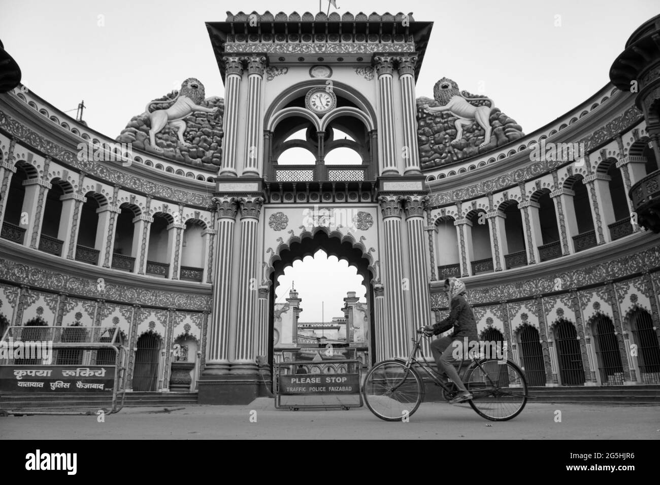 Ayodhya, Indien – 06. Februar 2021. Die Architektur von Ayodhya, auch bekannt als Saketa, einer alten Stadt Indiens, gilt als Geburtsort von Shree Rama Stockfoto