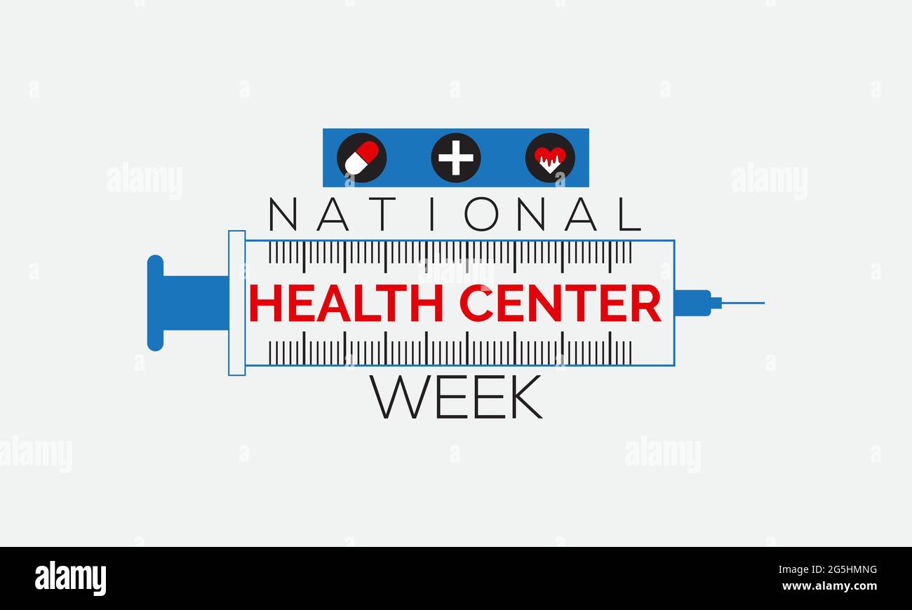 National Health Center Week Vector Banner-Vorlage Am August Beobachtet Stock Vektor National Health Center Week Vector Banner-Vorlage Am August Beobachtet Stock Vektor