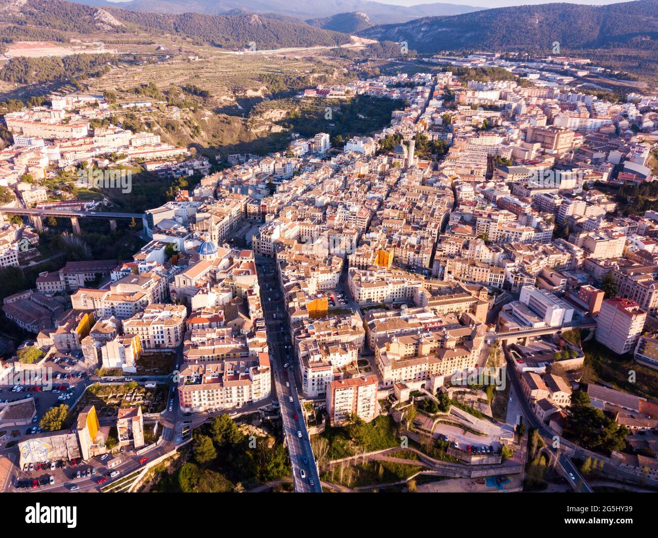 Blick von der Drohne von Alcoy Stockfoto