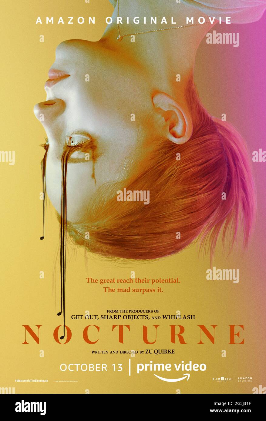Nocturne (2020) unter der Regie von zu Quirke mit Sydney Sweeney, Madison Iseman und Jacques Colimon. Eine begabte Pianistin schließt einen Faustischen Pakt, um ihre ältere Schwester an einer renommierten Institution für klassische Musiker zu überholen. Stockfoto