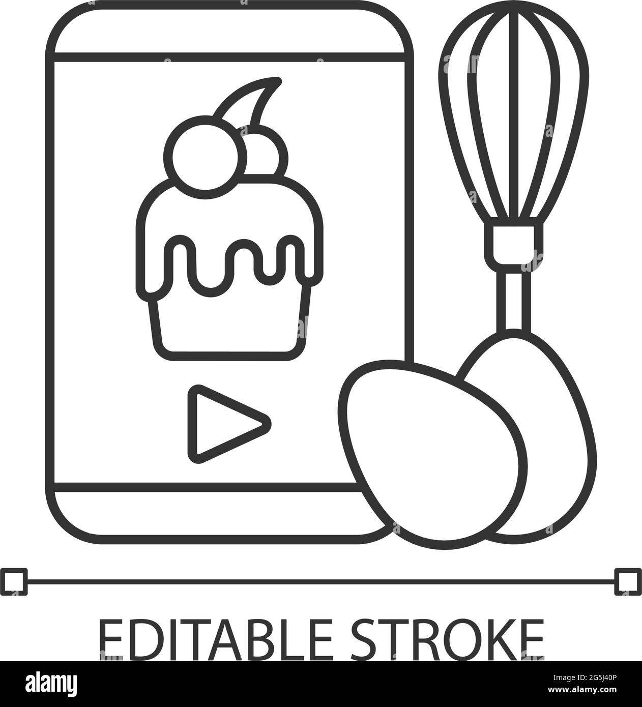 Lineares Symbol für das Kochen von Videos Stock Vektor