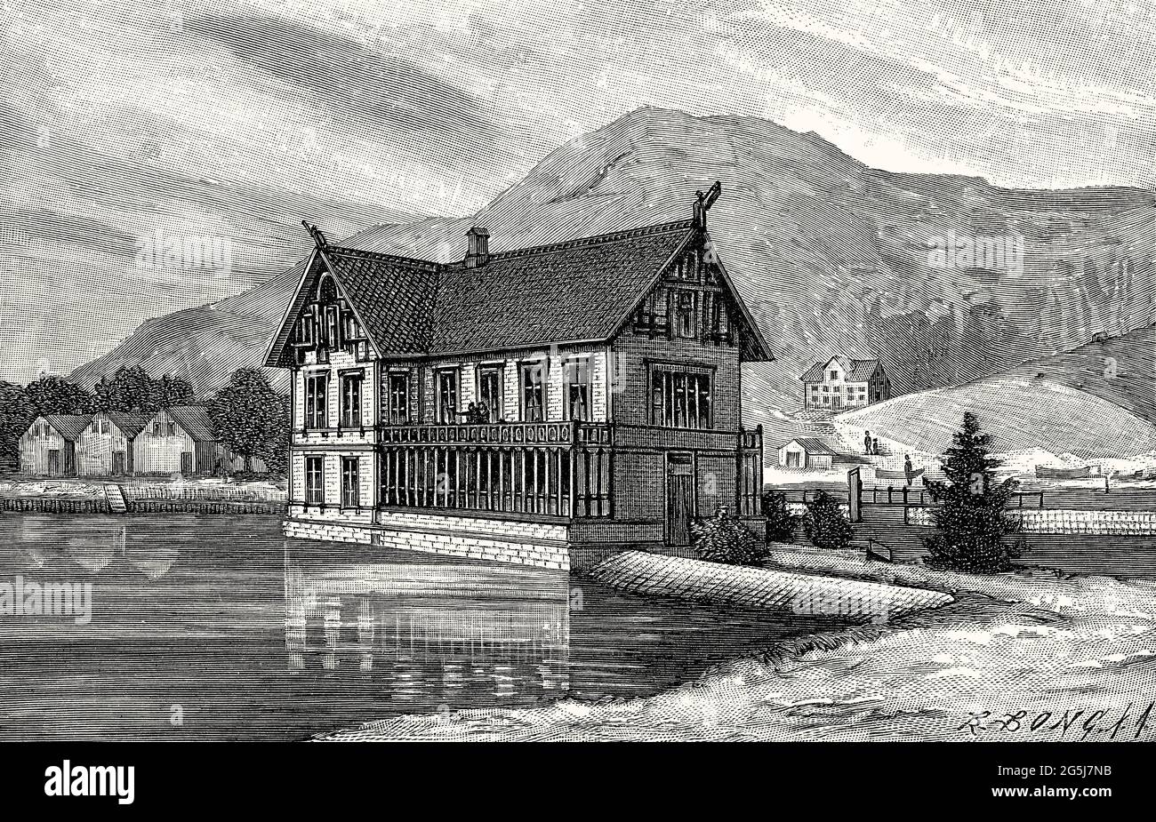 Labor und biologische Meeresstation von Bergen, Norwegen, 19. Jahrhundert Stockfoto