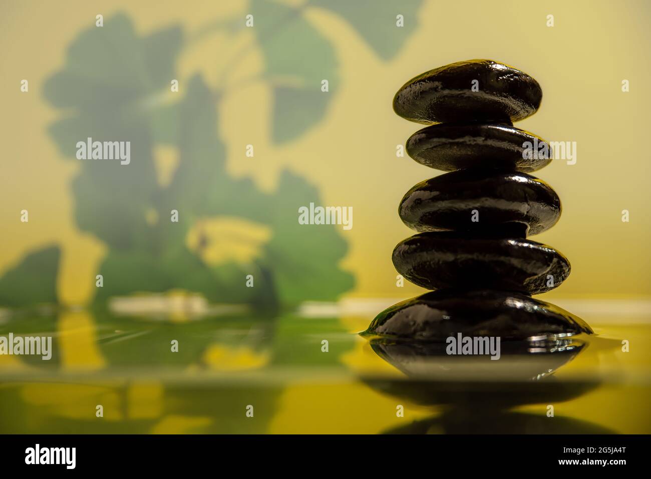 schwarze Steine im Dunst Stockfoto