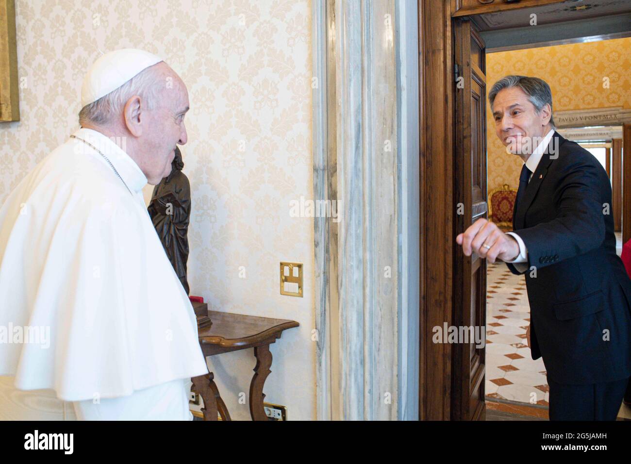 Rom, Italien. Juni 2021. 28. Juni 2021 Papst Franziskus besucht US-Außenminister Antony Blinken bei einer Privataudienz im Vatikan Credit: Independent Photo Agency/Alamy Live News Stockfoto